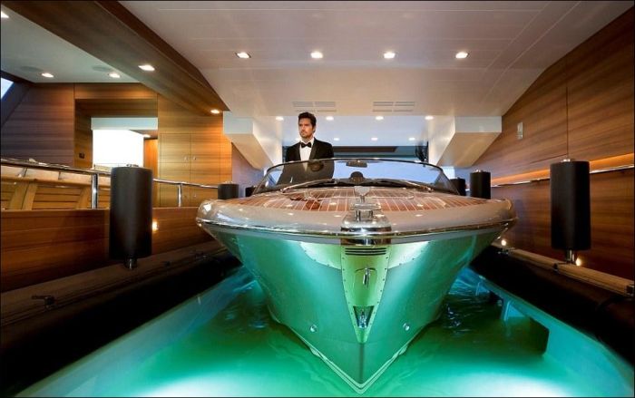 Yacht with a Built-in Garage for Boats (16 pics)