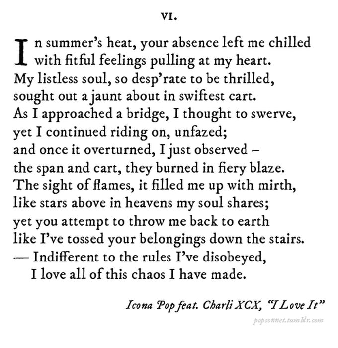 Famous Pop Song Lyrics Rewritten As Sonnets 27 Pics 