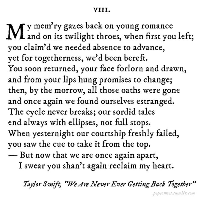 Famous Pop Song Lyrics Rewritten As Sonnets (27 pics)