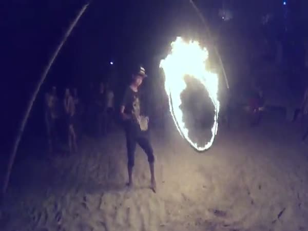 Drunken Guy Sets Himself on Fire