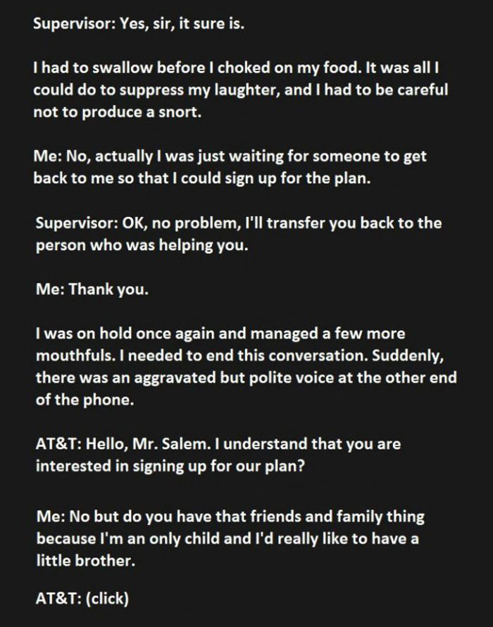 When AT&T Interrupts Your Dinner You Troll Them Hard (8 pics)
