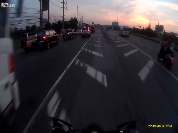 Lucky Scooter Rider Narrowly Escapes Death