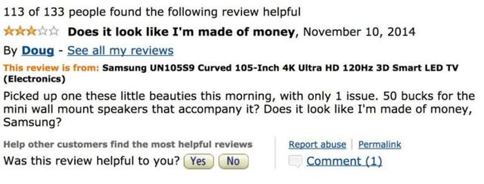 Sarcastic Amazon Reviews For The Most Expensive TV Ever (12 pics)