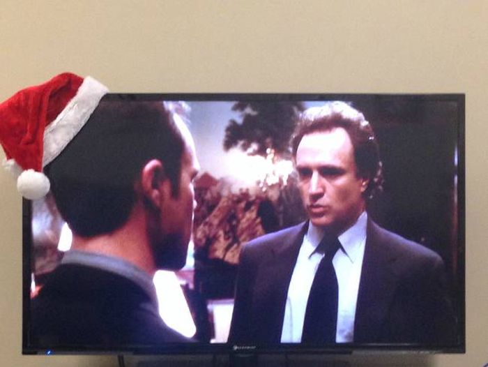 Put A Santa Hat On The Corner Of A TV And You Have A Drinking Game (8 pics)