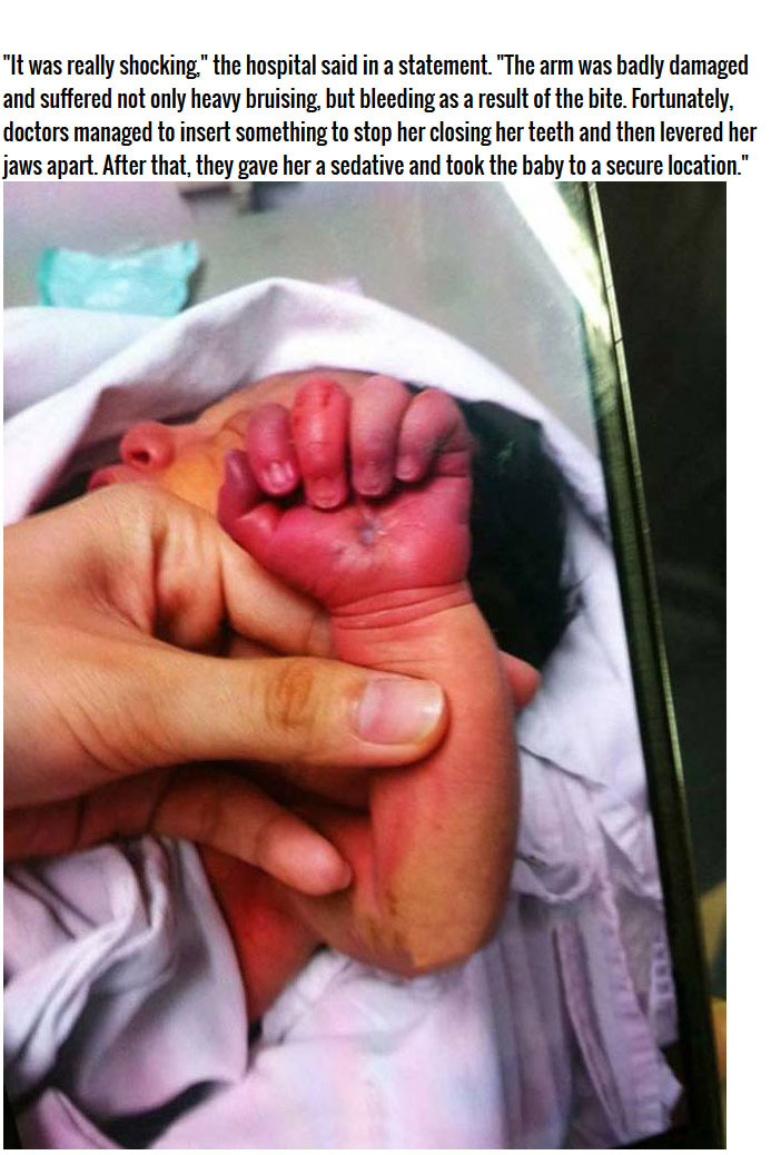 This Chinese Mother Went Psycho And Tried To Eat Her Baby (4 pics)