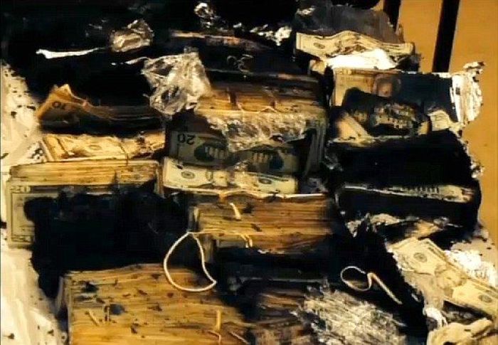 Truck Driver Discovers Massive Amounts Of Money On Fire (6 pics)