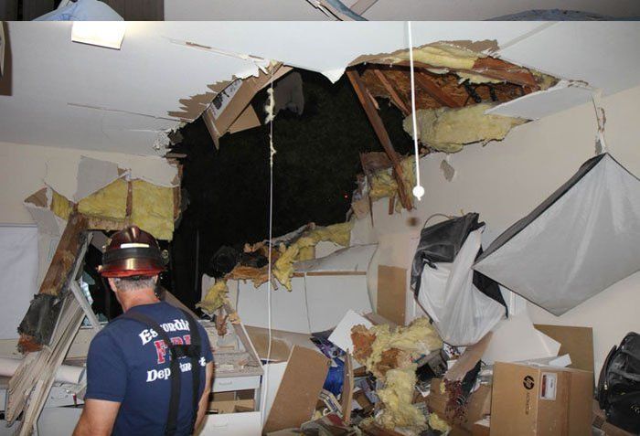 Car Goes Through The Roof And Into The Garage (10 pics)