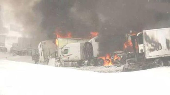 Fireworks Truck Explodes Causing A Huge Pileup In Michigan (31 pics)