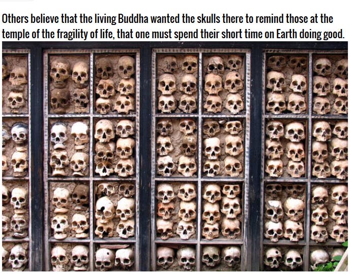 These Monks Have Built A Wall Out Of Human Skulls (7 pics)
