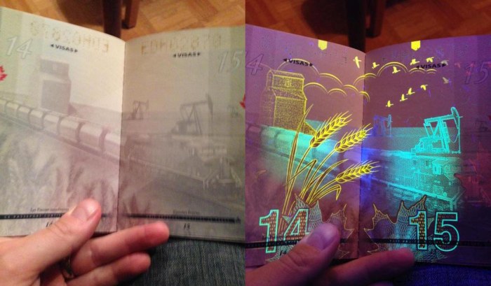 What The New Canadian Passport Looks Like Under A Black Light (18 pics)