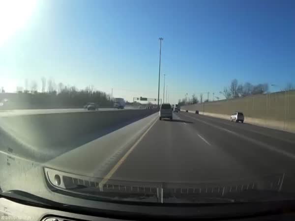 Car Tire Smashes Through Windshield