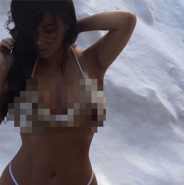 Kim Kardashian Poses In A Furkini For Kanye West (3 pics)