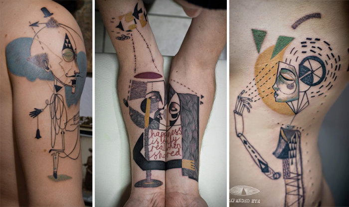 Duo Creates Unique Cubist Tattoos From Clients’ Stories (20 pics)