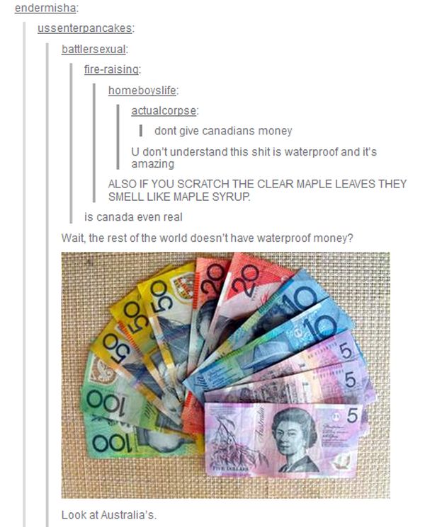 Canadian Money Is Waterproof (4 pics)
