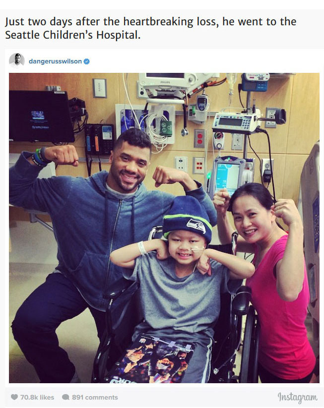 After Losing The Super Bowl Russell Wilson Visited The Children's Hospital (8 pics)