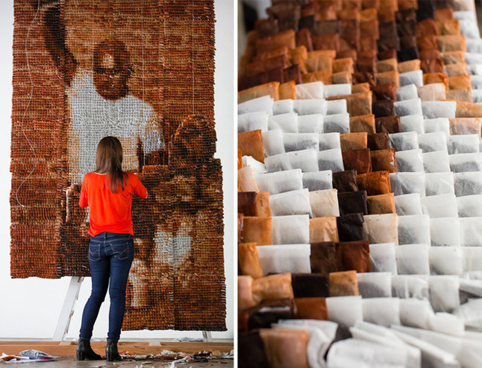 This Artist Created Something Incredible With 20,000 Teabags (9 pics)