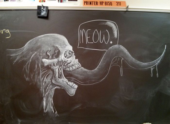 Teacher Uses Amazing Chalkboard Artwork To Inspire His Students (7 pics)