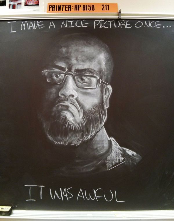 Teacher Uses Amazing Chalkboard Artwork To Inspire His Students (7 pics)