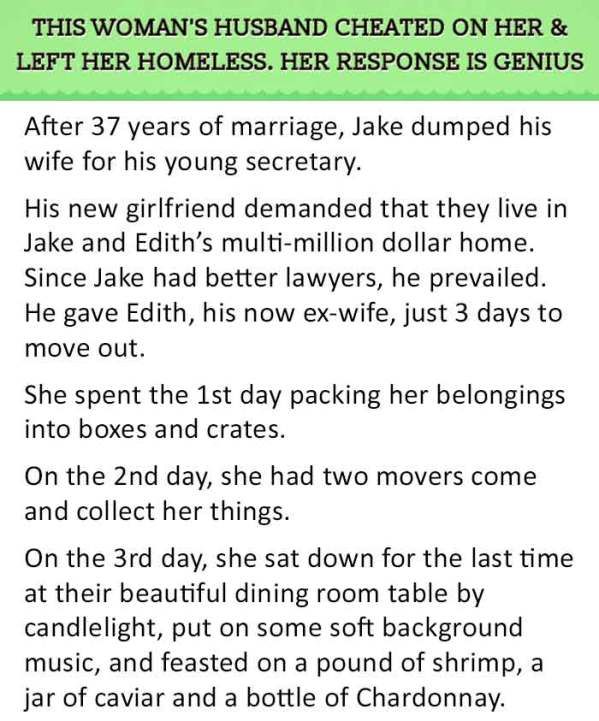 Woman Gets The Last Laugh On Her Cheating Husband (2 pics)