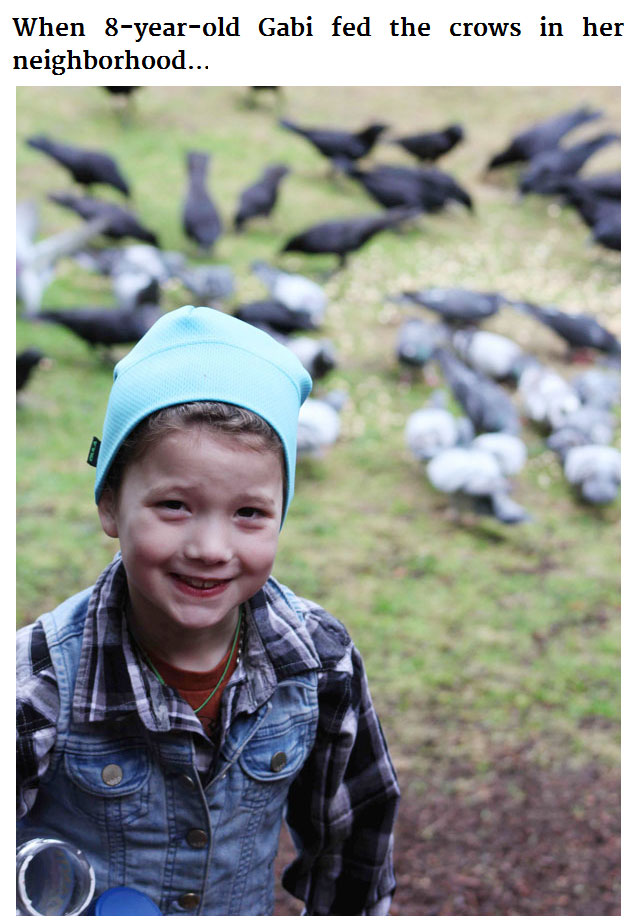 Young Girl Receives Gifts From The Crows She Feeds (6 pics)