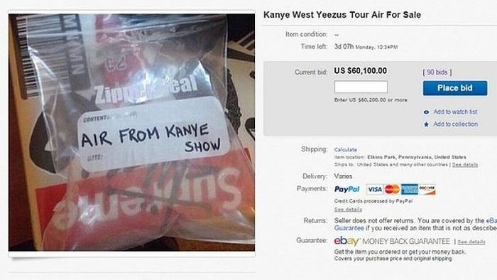 A Bag Of Air From Kanye West's Yeezus Tour Sold For Big Money (5 pics)