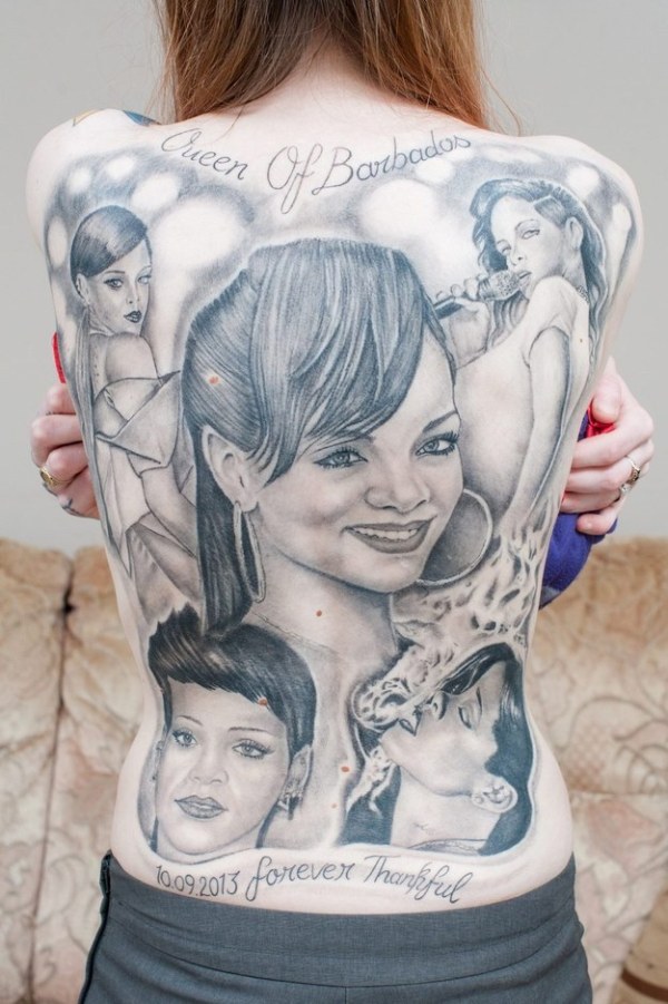 This Woman Covered Herself In Tattoos Of Rihanna's Face (5 pics)
