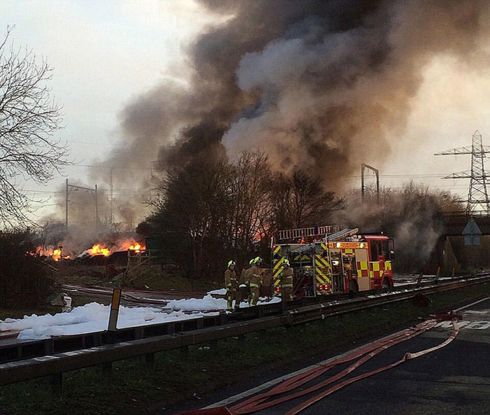 Enormous Fire In Essex Shuts Down Roads And Railways (10 pics)