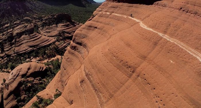 Biker Attempts To Ride The White Line Trail At Sedona's Red Rock Cliffs (5 pics)