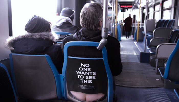 This Bus Ad Is Raising Color Cancer Awareness By Using Butt Cracks (5 pics)