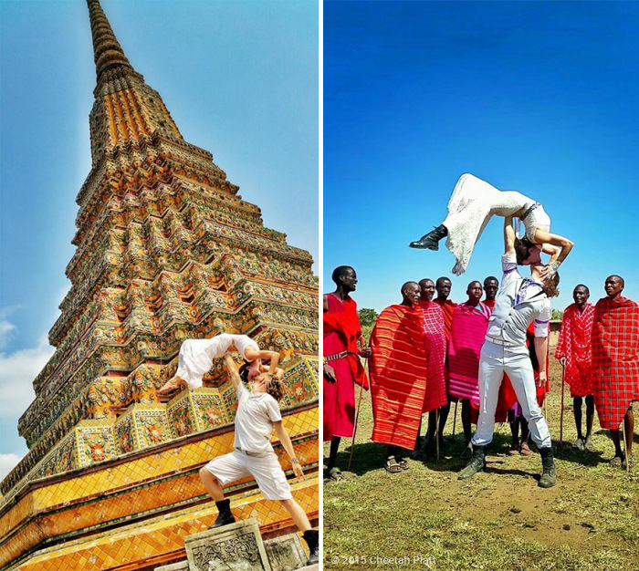 Acrobat Couple Gets Married 38 Times In 38 Different Places (17 pics)