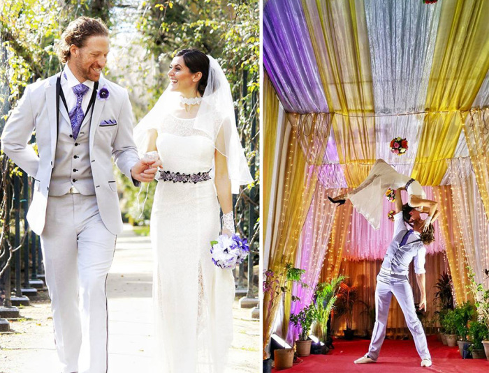 Acrobat Couple Gets Married 38 Times In 38 Different Places (17 pics)