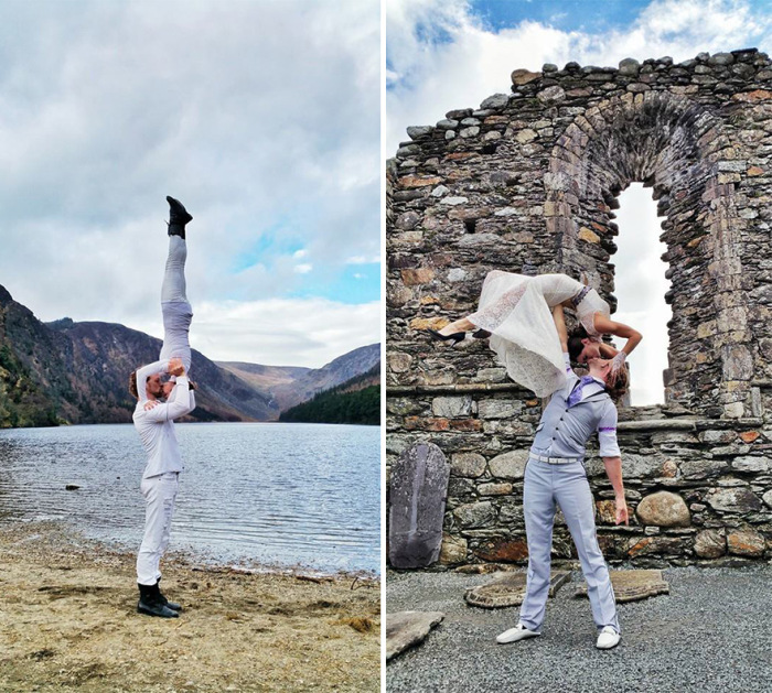 Acrobat Couple Gets Married 38 Times In 38 Different Places (17 pics)