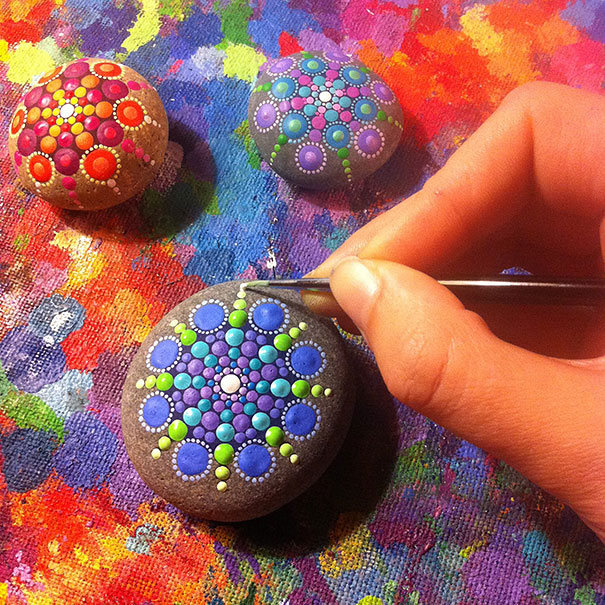 Artist Creates Amazing Mandalas By Painting Ocean Stones (15 pics)