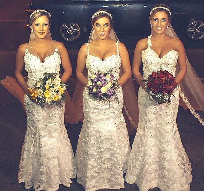 Identical Triplets Get Married On The Same Day At The Same Time (6 pics)
