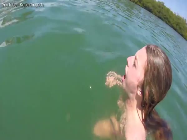 Girl Scared By Manatee