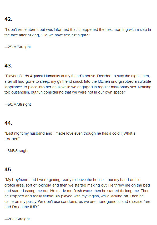 Men And Women Describe Their Last Sexual Encounters With Dirty Details (16 pics)