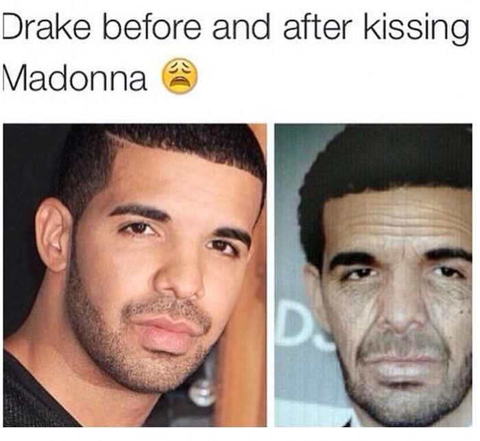 Everyone Is Freaking Out Over Drake's Reaction To Kissing Madonna (17 pics)