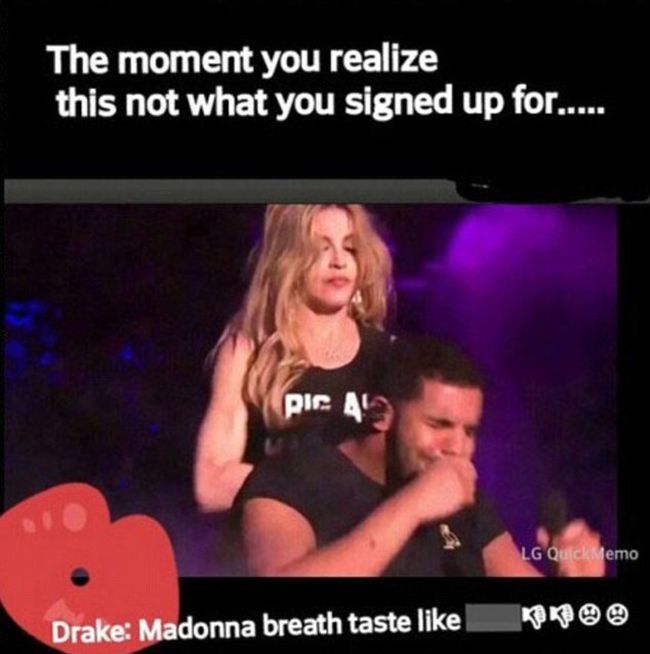 Everyone Is Freaking Out Over Drake's Reaction To Kissing Madonna (17 pics)