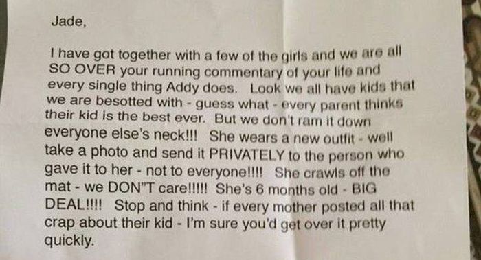 Mother Gets Angry Letter From Friends That Don't Like Her Baby Posts (4 pics)