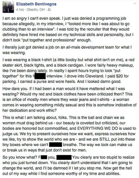 Woman Gets Rejected By Job Recruiter Because Of Her Outfit