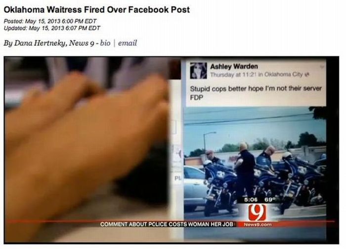 girl loses job over facebook post