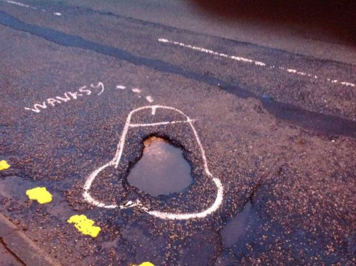 Artist Uses Penises To Draw Attention To Potholes In England (10 pics)