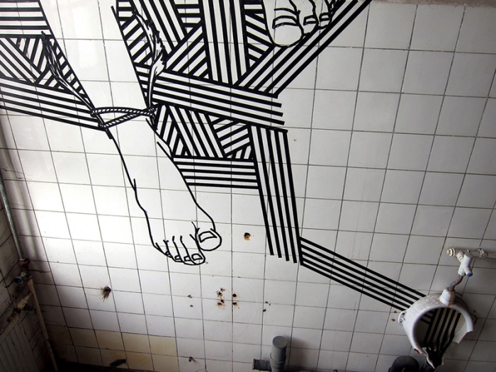 Artist Uses Duct Tape Instead Of Paint To Create Street Art (21 pics)