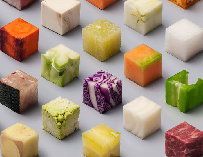 Artists Cut Raw Food Into 98 Perfectly Sized Cubes (6 pics)