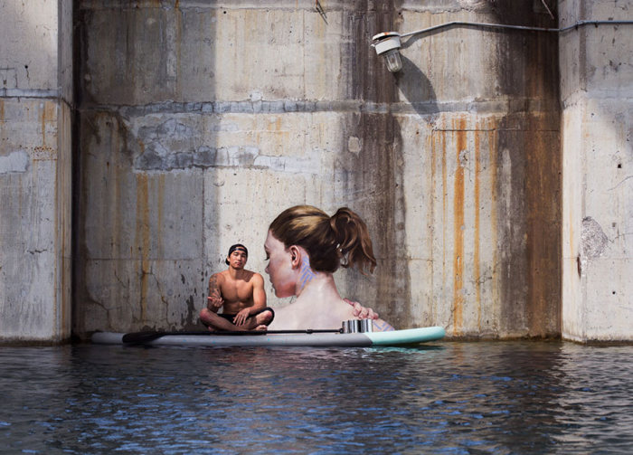 Hawaiian Artist Paints Incredible Seaside Murals While On A Surfboard (10 pics)