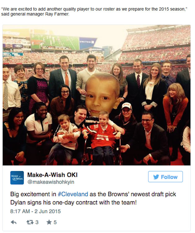 The Cleveland Browns Signed A 9 Year Old To A Contract To Grant His Wish (4 pics)