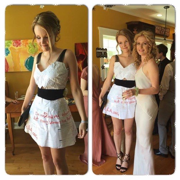 This High School Student Made A Graduation Dress Out Of Her Homework (7 pics)
