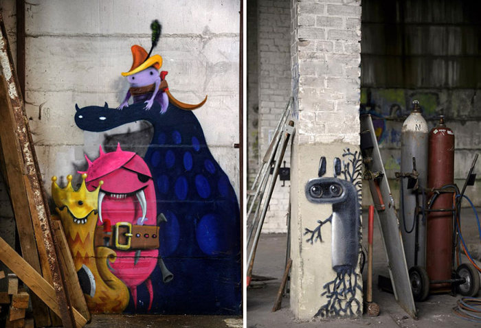 An Artist In Berlin Is Painting Monster Murals Inside Abandoned Buildings (19 pics)