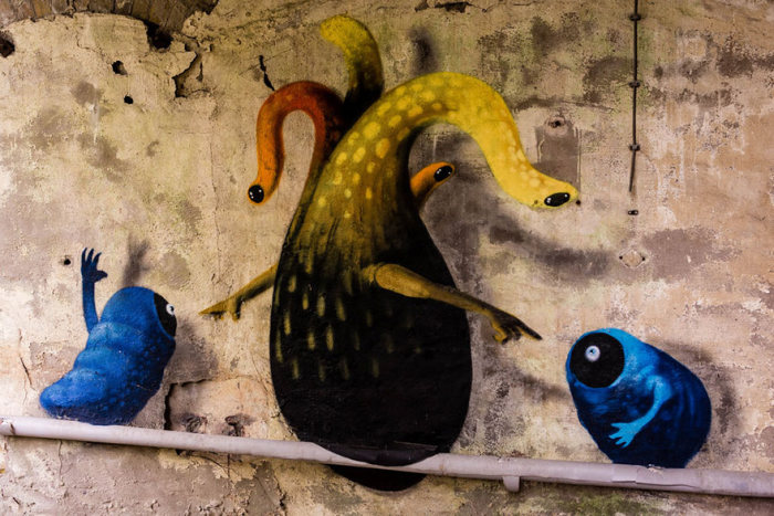 An Artist In Berlin Is Painting Monster Murals Inside Abandoned Buildings (19 pics)