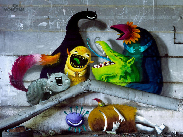 An Artist In Berlin Is Painting Monster Murals Inside Abandoned Buildings (19 pics)